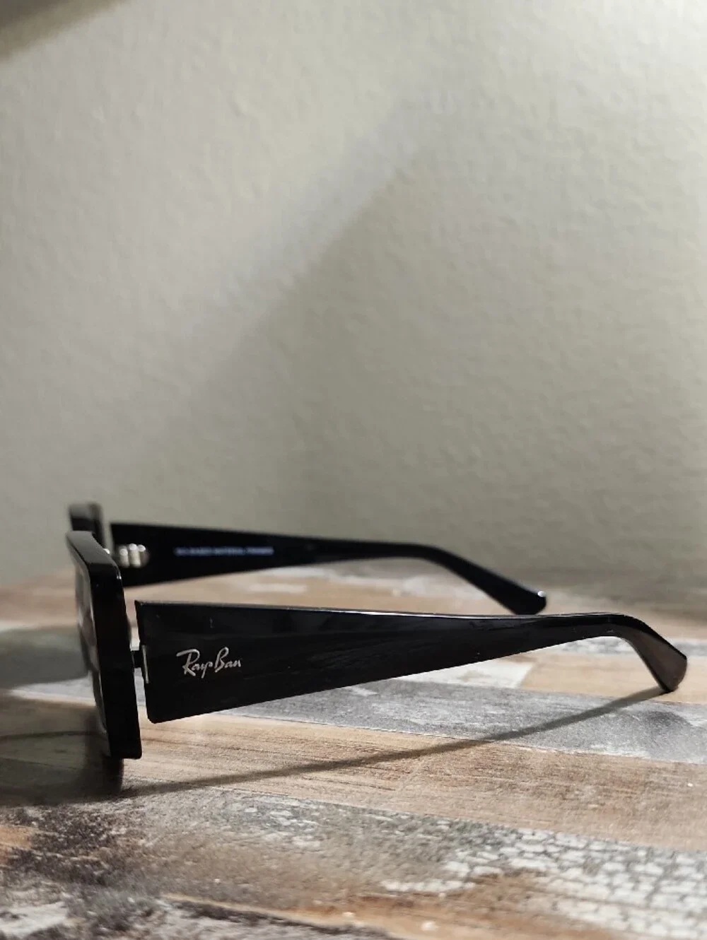 Ray-Ban Kilian Black Rectangular Sunglasses with Dark Green Lenses